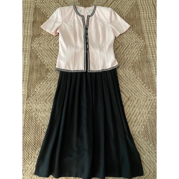 VTG Karin Stevens Pink and Black Maxi dress with Faux Jacket top SZ 6 - Picture 1 of 10